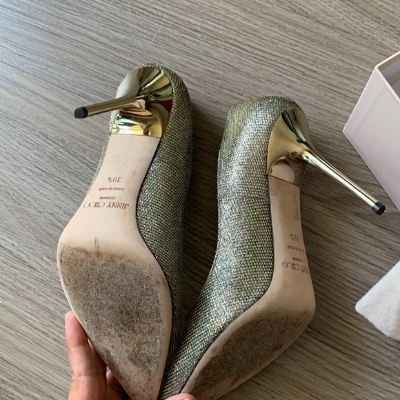 Lame Glitter Gold Jimmy Choo Pumps - Picture 7 of 9